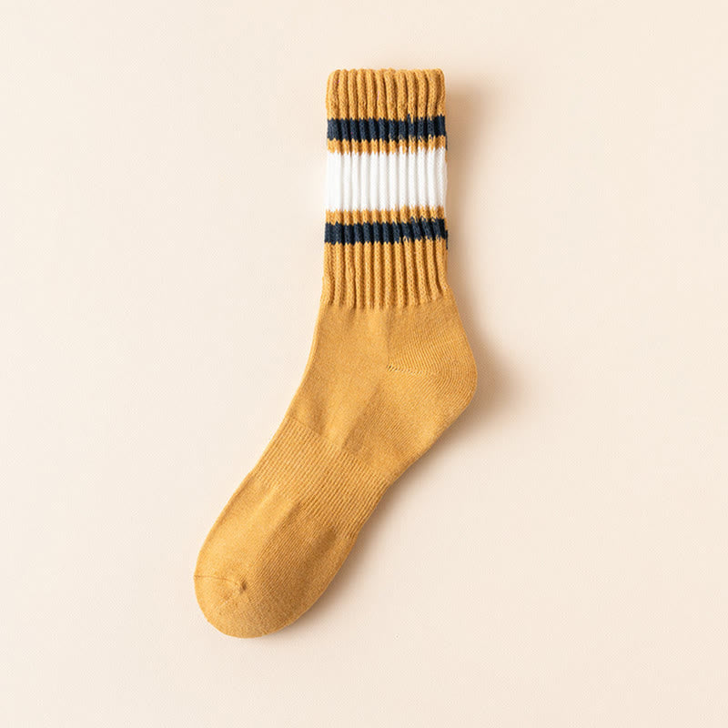 Chaussettes hautes à rayures épaisses grandes tailles (7 paires) - Jaune - UE39-46 (US6-12) - image 14