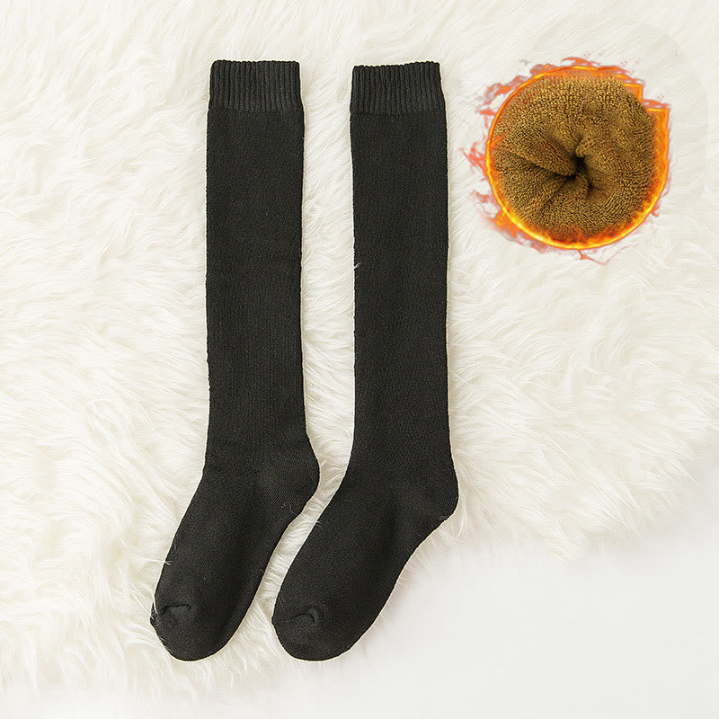 Chaussettes hautes épaisses de couleur unie (6 paires) - Noir - 40(US2-7) - image 7