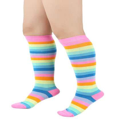 Chaussettes hautes à rayures arc-en-ciel (3 paires)