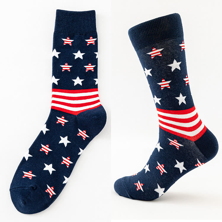 Chaussettes mi-mollet USA Stars Stripes grande taille (6 paires)