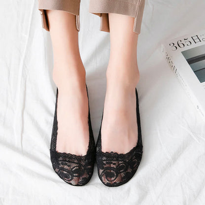 Chaussettes invisibles en dentelle Plusock (6 paires) - Noir - EU35-38 (US5-7) - image 1