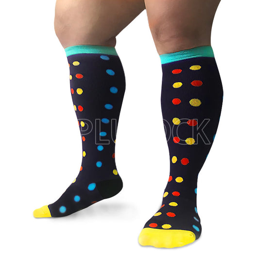 Chaussettes de compression Plusock à pois, grandes tailles 2XL à 7XL (3 paires) - image 0