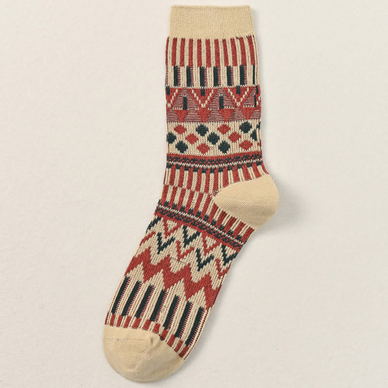Chaussettes mi-mollet à motif rétro (2 paires) - Kaki - EU39-46 (US6-12) - image 8