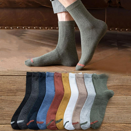 Chaussettes en coton à doublure couleur pure grande taille (6 paires)
