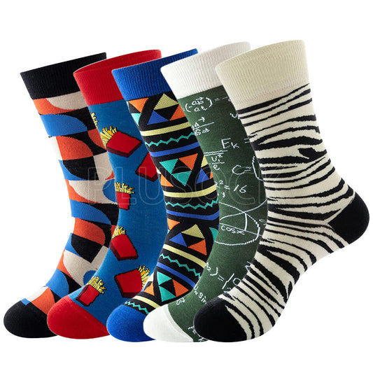 Chaussettes ras du cou à imprimé abstrait grande taille (5 paires)