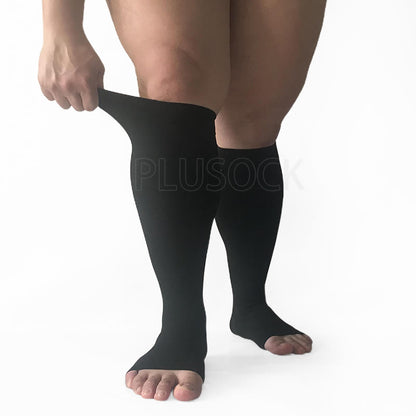 Chaussettes de compression grande taille, mollet large, bout ouvert - image 6