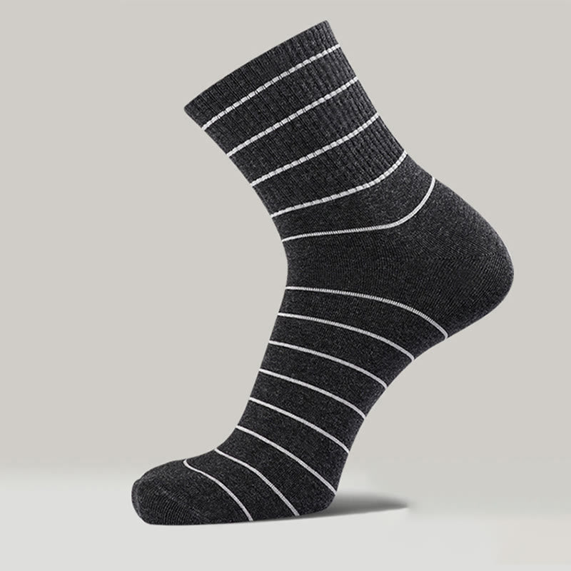 Chaussettes rayées en coton (5 paires) - Noir - EU45-50 (US10-15) - image 0