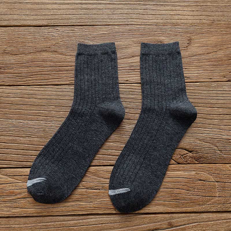 Chaussettes en coton doublées de couleur unie (6 paires) - 42-48 - Gris foncé - image 10