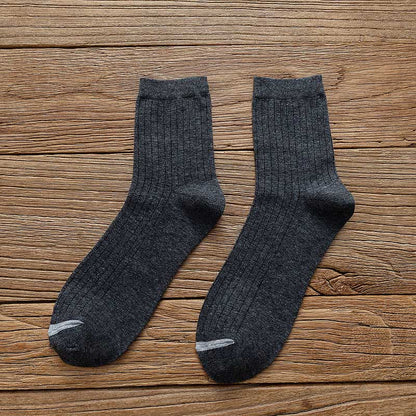 Chaussettes en coton à doublure couleur pure grande taille (6 paires)
