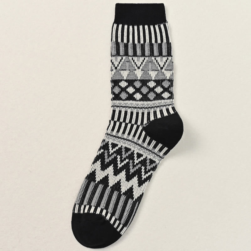 Chaussettes mi-mollet à motif rétro (2 paires) - Noir - EU39-46 (US6-12) - image 9