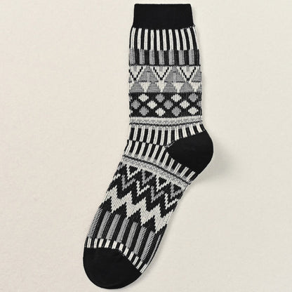Chaussettes mi-mollet à motif rétro (2 paires) - Noir - EU39-46 (US6-12) - image 9