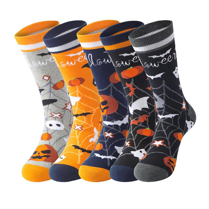 Chaussettes montantes en coton citrouille d'Halloween (5 paires) - Multicolore - EU44-49 (US10-14) - image 6