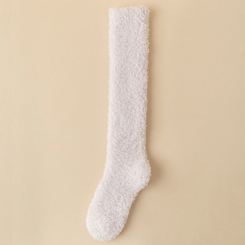 Chaussettes hautes en peluche épaisse grande taille (5 paires) - Violet clair - EU36-43(US3-9) - image 8