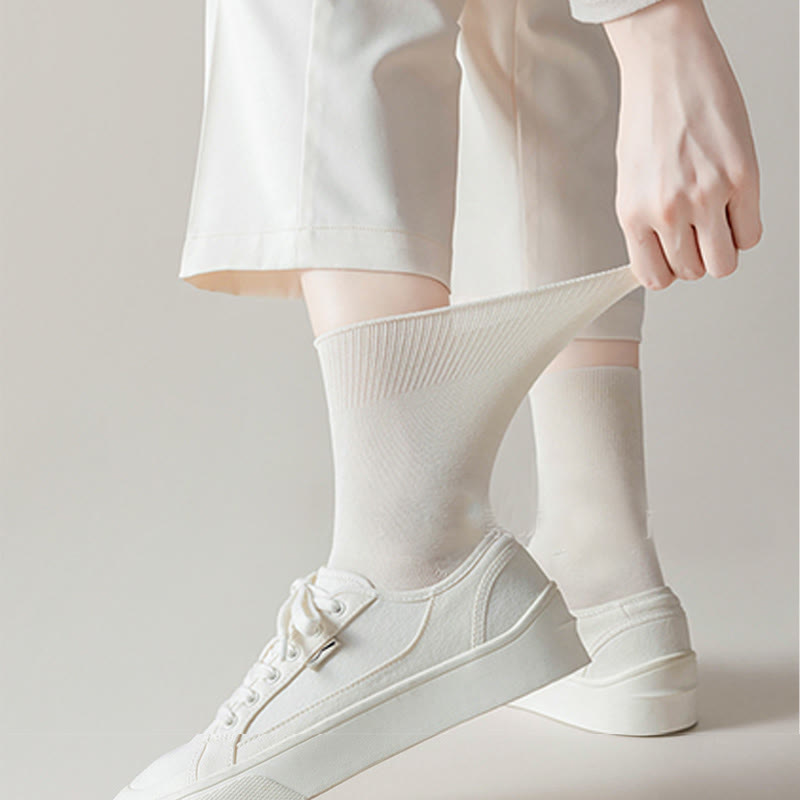 Chaussettes hautes élastiques de couleur unie (5 paires)