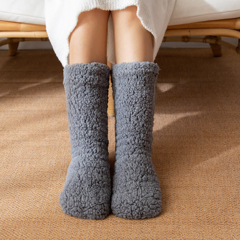 Chaussettes-chaussons d'hiver en polaire double face (2 paires) - Gris - EU36-42(US3-8.5) - image 1