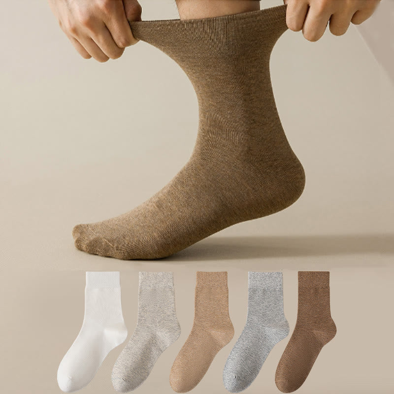 Chaussettes courtes respirantes unies Plusock (5 paires) - Abricot + Blanc + Gris clair + Kaki + Camel - EU39-46 (US6-12) - image 0