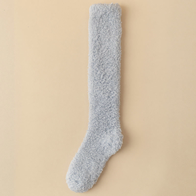 Chaussettes hautes en peluche épaisse grande taille (5 paires) - Bleu - EU36-43(US3-9) - image 6