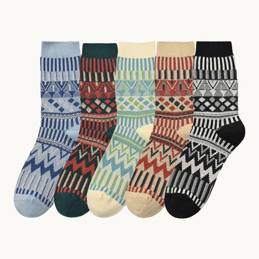 Chaussettes mi-mollet à motif rétro (2 paires) - image 0