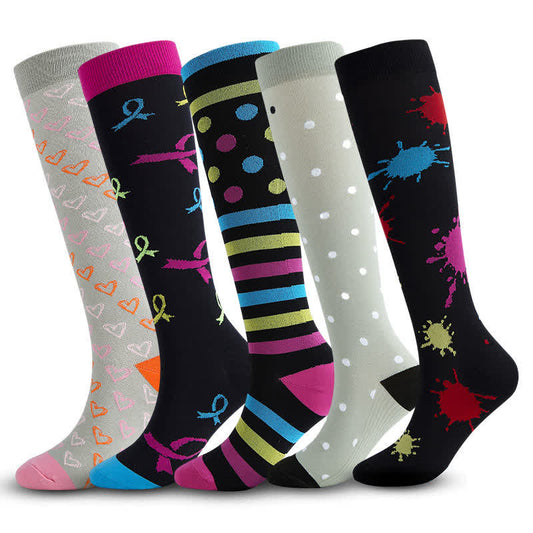 Chaussettes de compression cœur ruban gris (5 paires)