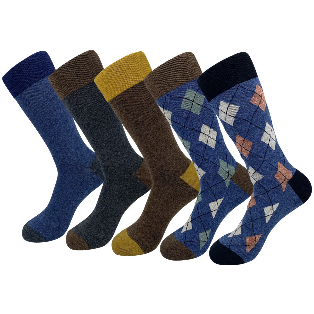 Chaussettes classiques à motif losange (5 paires) - 42-48 - Multicolore - image 0