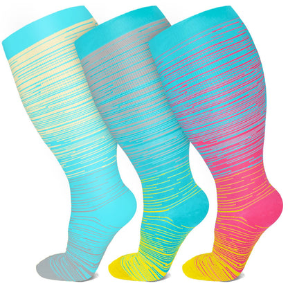 Chaussettes de compression à rayures vives grandes tailles 2XL - 7XL (3 paires) - image 10