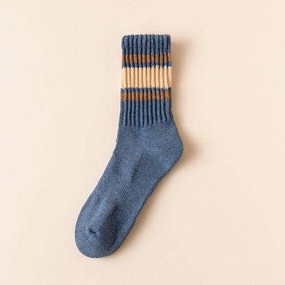 Chaussettes hautes à rayures épaisses grandes tailles (7 paires) - Bleu clair - UE39-46 (US6-12) - image 15