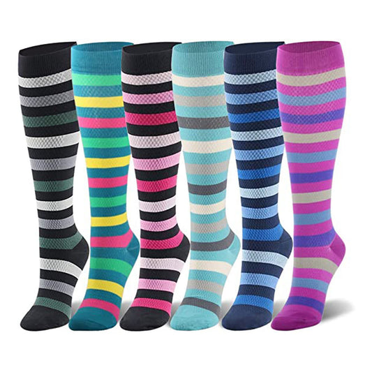 Chaussettes de compression décontractées à rayures (6 paires)