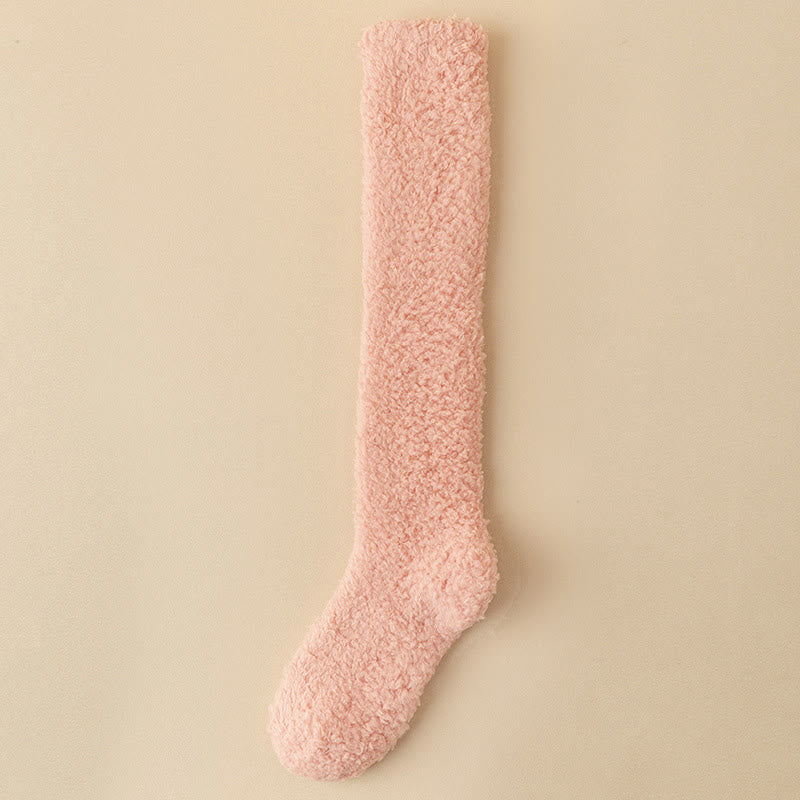 Chaussettes hautes en peluche épaisse grande taille (5 paires) - Rose - EU36-43(US3-9) - image 12