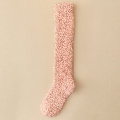 Chaussettes hautes en peluche épaisse grande taille (5 paires) - Rose - EU36-43(US3-9) - image 12
