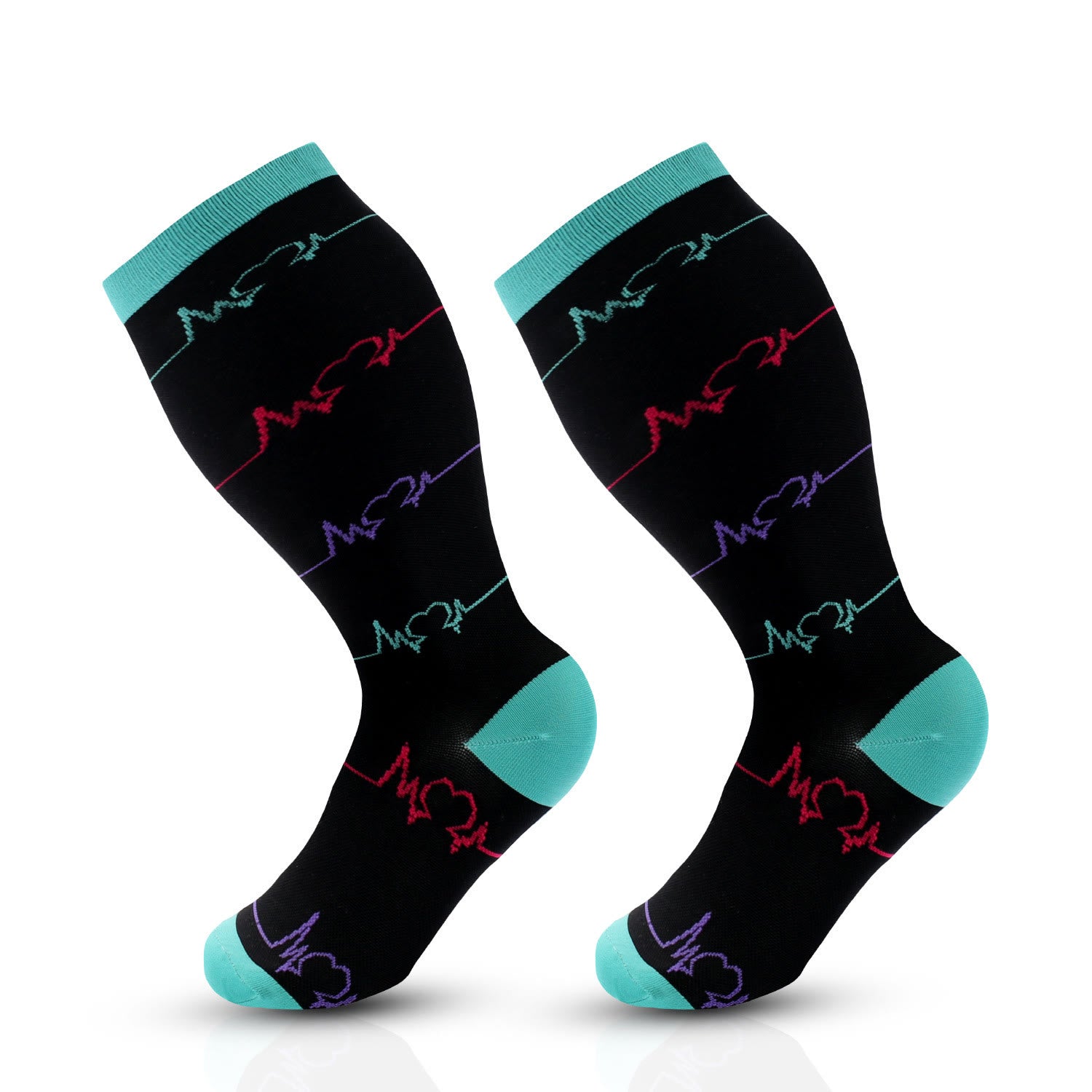 Chaussettes de compression bleues solides pour électrocardiogramme, grande taille (3 paires) - image 9