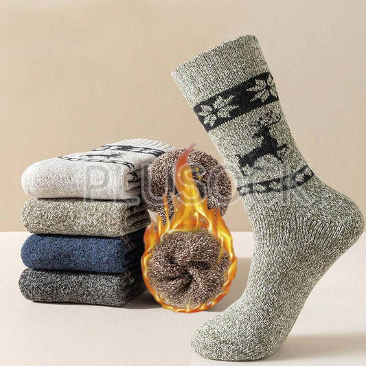 Chaussettes longues en laine épaisse à motif d'élan grande taille (5 paires)