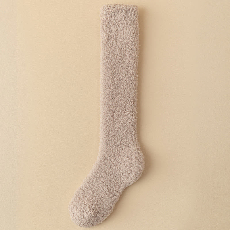 Chaussettes hautes en peluche épaisse grande taille (5 paires) - Kaki - EU36-43(US3-9) - image 7