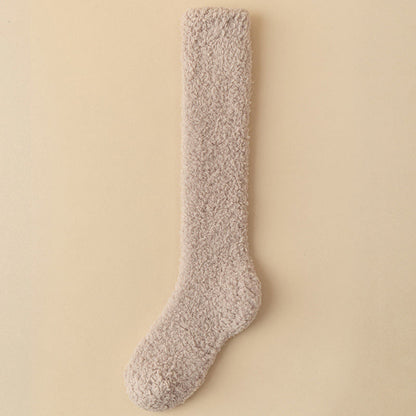 Chaussettes hautes en peluche épaisse grande taille (5 paires) - Kaki - EU36-43(US3-9) - image 7