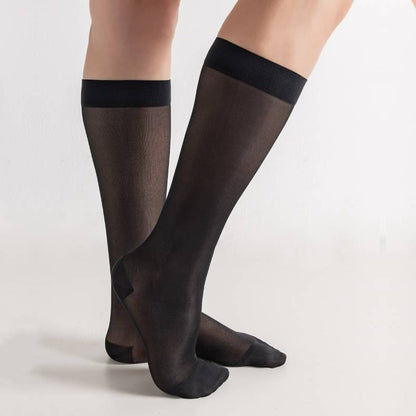 Chaussettes de compression transparentes de couleur pure - Noir - XL - image 1