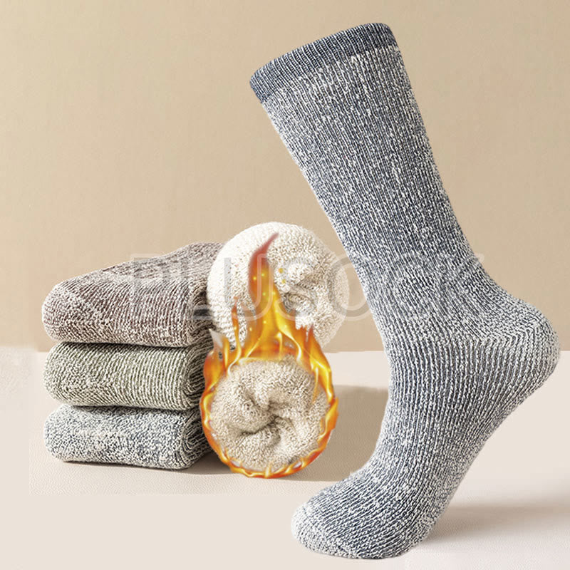 Chaussettes hautes en laine chaude pour sports de plein air, grandes tailles (3 paires) - image 0