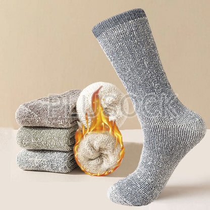 Chaussettes hautes en laine chaude pour sports de plein air, grandes tailles (3 paires) - image 0