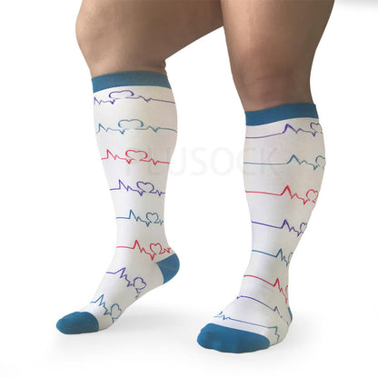 Chaussettes de compression blanches pour électrocardiogramme grande taille (3 paires)