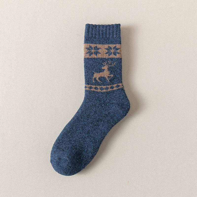 Chaussettes courtes en laine épaisse à motif d'élan (5 paires) - Bleu royal - EU39-46 (US6-12) - image 4