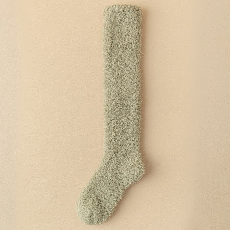 Chaussettes hautes en peluche épaisse grande taille (5 paires) - Vert - EU36-43(US3-9) - image 11