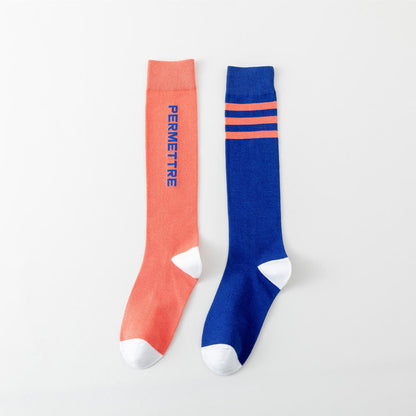 Chaussettes de compression en coton de couleurs mélangées, grande taille (3 paires) - Unisexe - Orange et bleu - image 17
