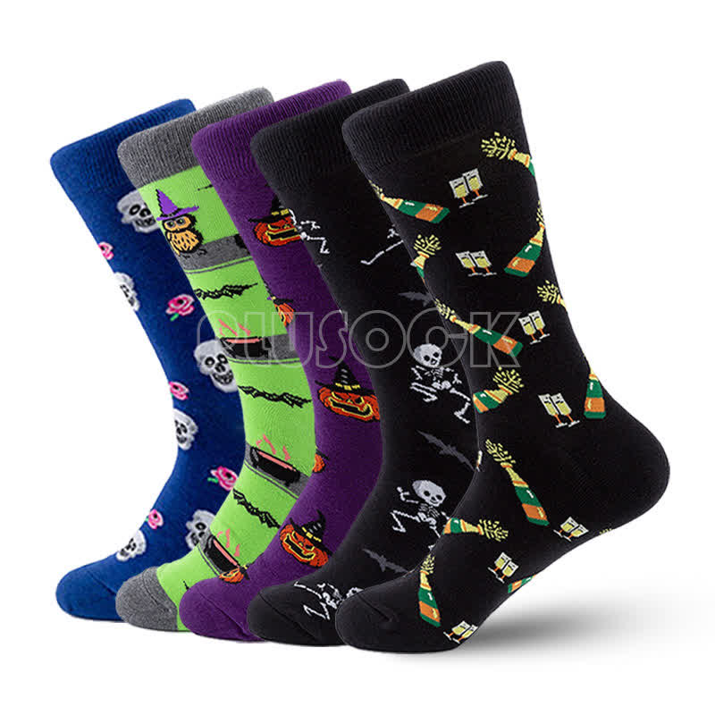 Chaussettes d'intérieur en coton Plusock Halloween (5 paires) - Multicolore - EU40-47 (US7-13) - image 0