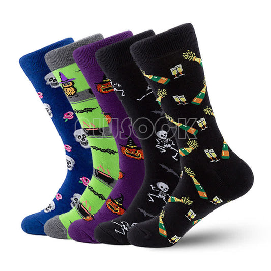 Chaussettes d'Halloween en coton grande taille (5 paires) - Multicolore - EU40-47 (US7-13) - image 1