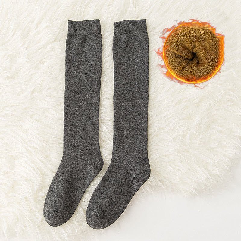Chaussettes hautes épaisses de couleur unie (6 paires) - Gris foncé - 40(US2-7) - image 4