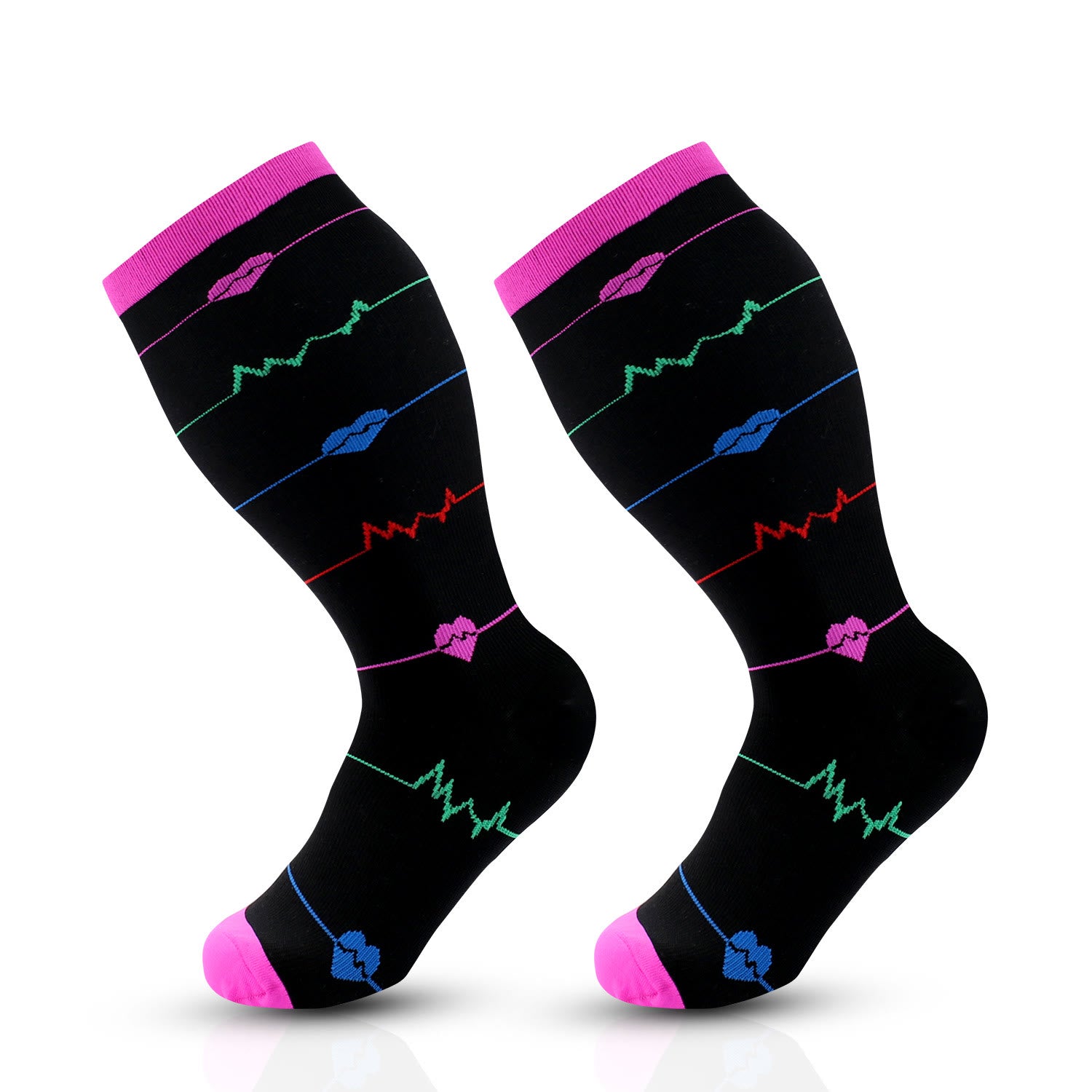 Chaussettes de compression violettes à motif électrocardiogramme, grandes tailles 2XL à 7XL (3 paires) - Violet - 4XL - image 7