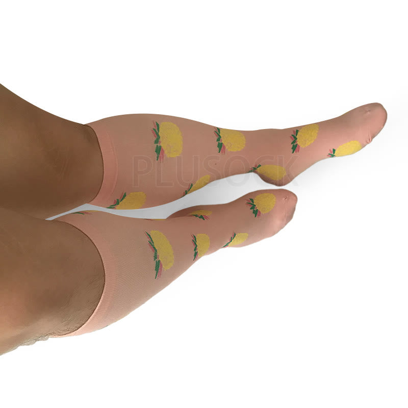 Chaussettes de compression ananas roses grande taille 2XL-7XL (3 paires)