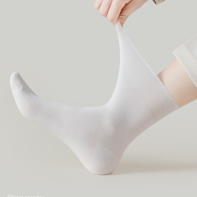 Chaussettes hautes élastiques de couleur unie (5 paires)
