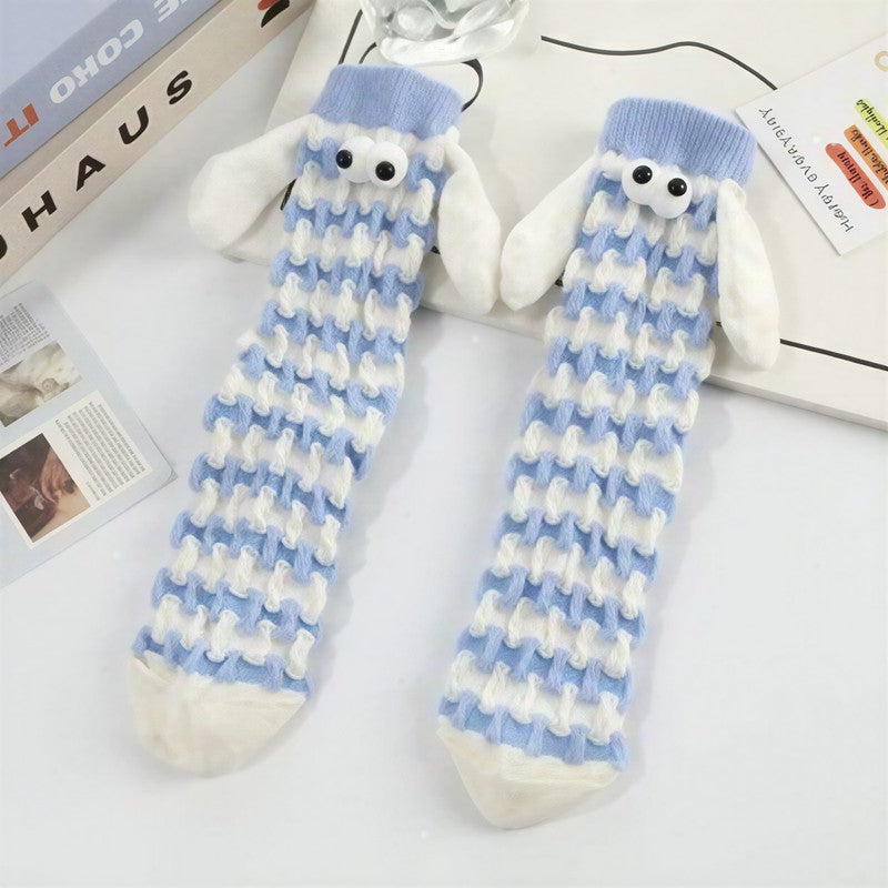 Chaussettes tricotées à motif pied-de-poule en peluche (5 paires) - Bleu - 42(US2-8) - image 4
