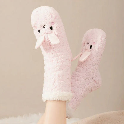 Chaussettes-chaussons d'intérieur en peluche douce avec motif chat - image 6