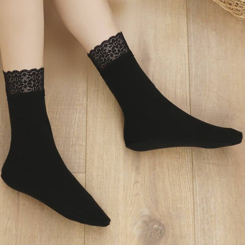 Chaussettes courtes romantiques à bordure en dentelle (8 paires) - Noir - EU36-40(US3-7) - image 7