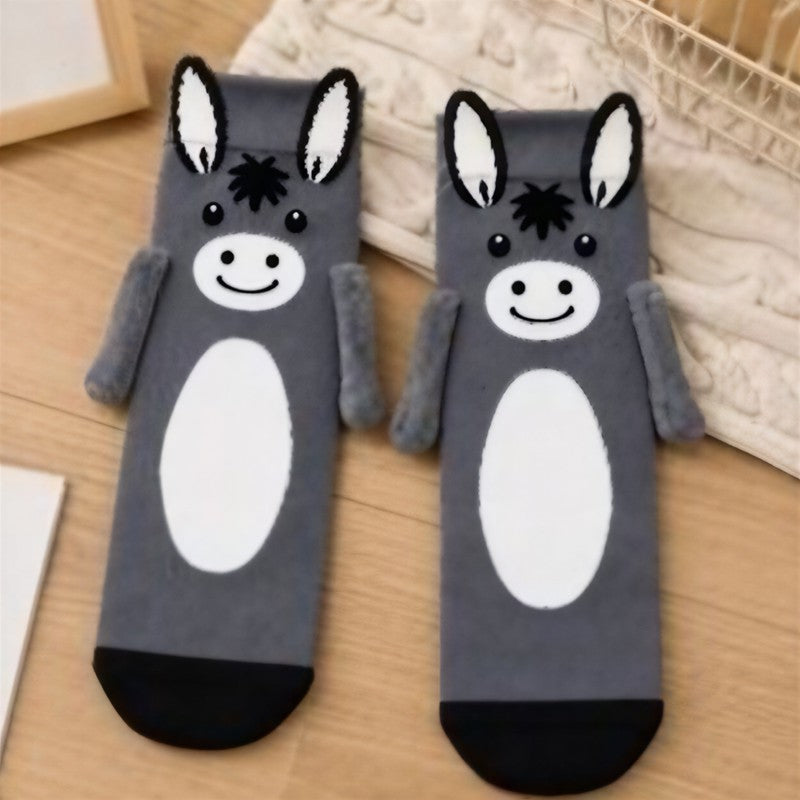 Chaussettes mi-mollet confortables avec motif animal tenant une main (2 paires) - E - EU36-41 (US3-8) - image 5